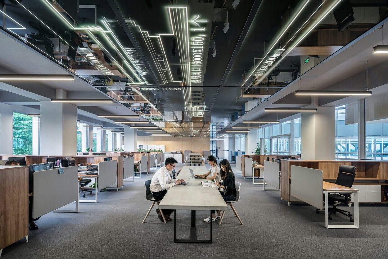 Development team working in a bright office